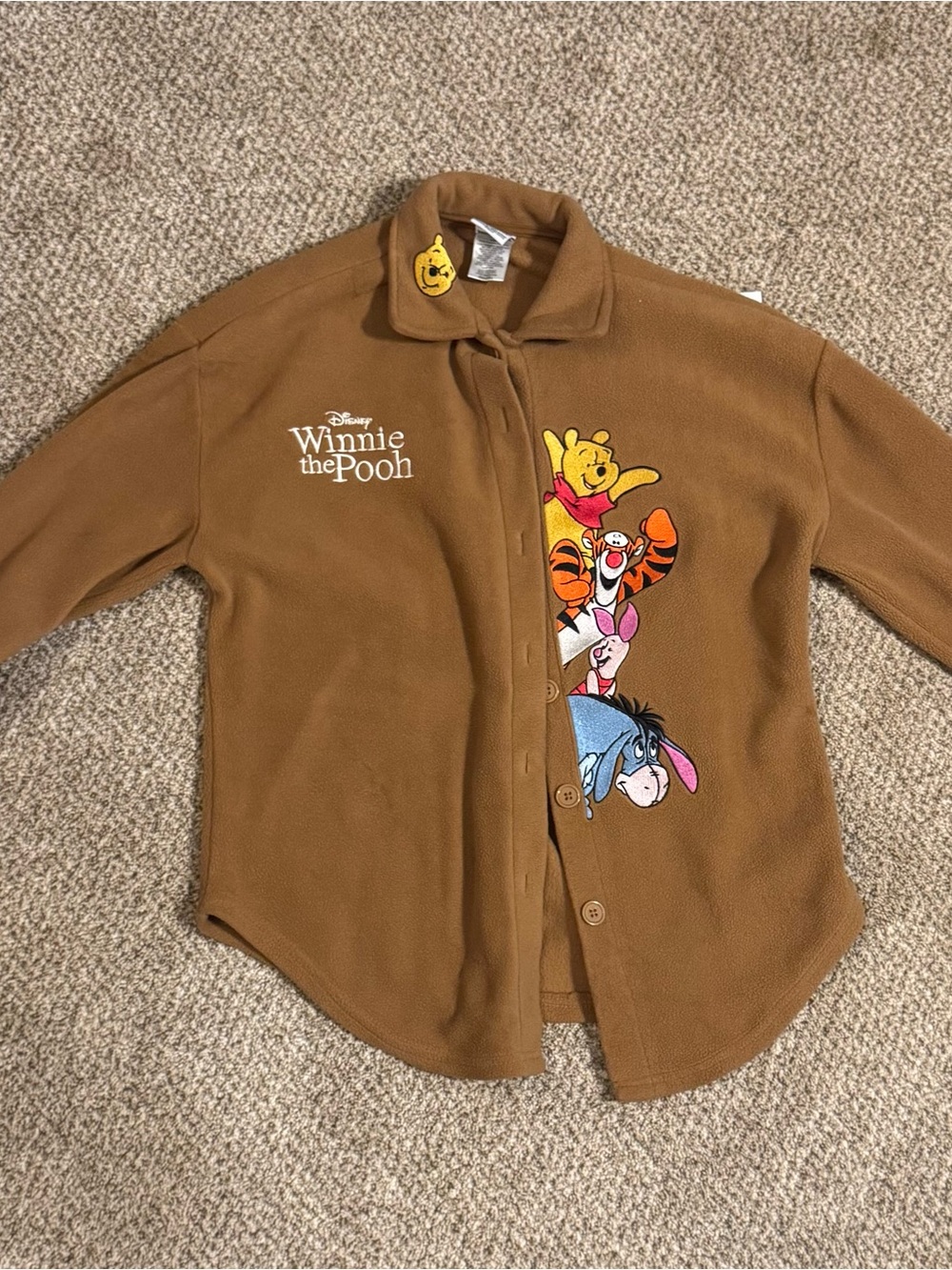 Vintage Disney Winnie the Pooh Hazelnut Fleece Jacket with Embroidered Pooh